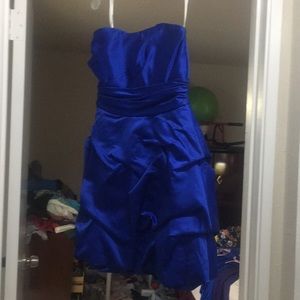 Blue strapless dress